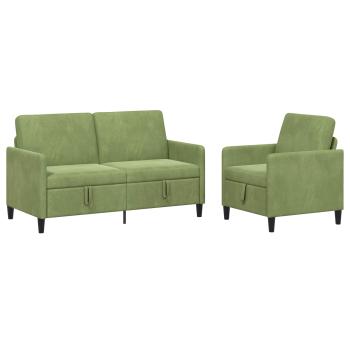 Sofa Set mit Stauraum 2 stk. Hellgrün Polyester
