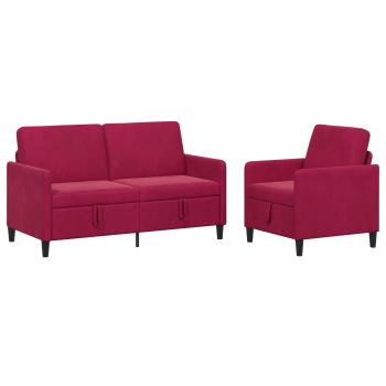 Sofa Set mit Stauraum 2 stk. Weinrot Polyester