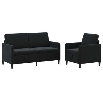 Sofa Set mit Stauraum 2 stk. Schwarz Polyester