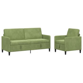 Sofa Set mit Stauraum 2 stk. Hellgrün Polyester