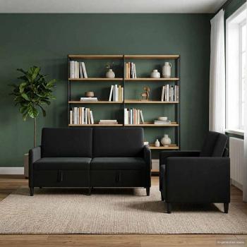 ARDEBO.de - Sofa Set mit Stauraum 2 stk. Schwarz Polyester