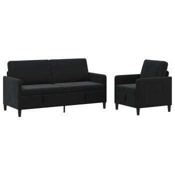 Sofa Set mit Stauraum 2 stk. Schwarz Polyester