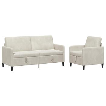 ARDEBO.de - Sofa Set mit Stauraum 2 stk. Creme Polyester