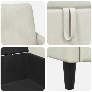 Sofa Set mit Stauraum 2 stk. Creme Polyester