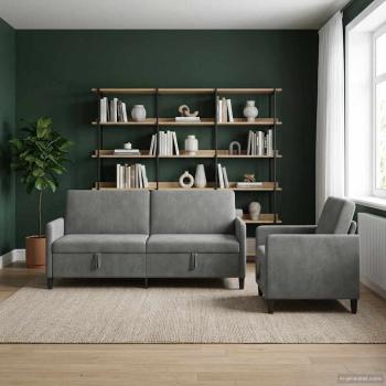 ARDEBO.de - Sofa Set mit Stauraum 2 stk. Dunkelgrau Polyester