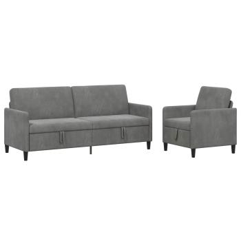 Sofa Set mit Stauraum 2 stk. Dunkelgrau Polyester