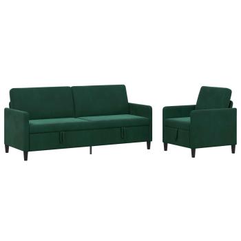 Sofa Set mit Stauraum 2 stk. Dunkelgrün Polyester