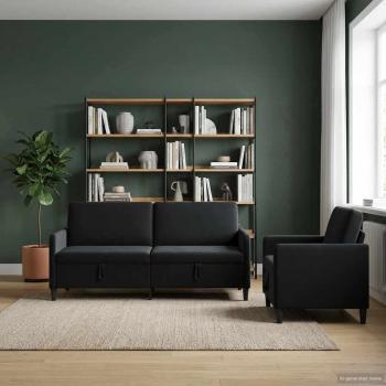 ARDEBO.de - Sofa Set mit Stauraum 2 stk. Schwarz Polyester