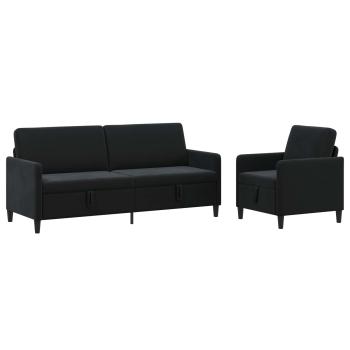 Sofa Set mit Stauraum 2 stk. Schwarz Polyester