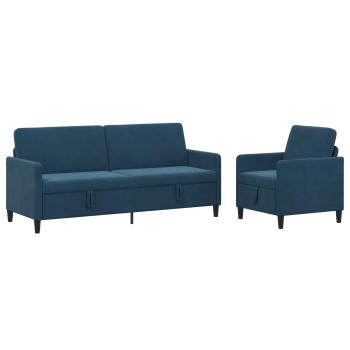 Sofa Set mit Stauraum 2 stk. Blau Polyester