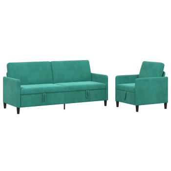 Sofa Set mit Stauraum 2 stk. Türkis Polyester