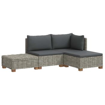 4 stk. Rattan-Lounge-Set mit Kissen GENDT Naturrattan Kubu Grau