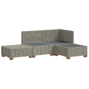 4 stk. Rattan-Lounge-Set mit Kissen GENDT Naturrattan Kubu Grau