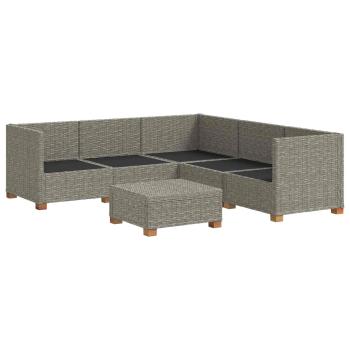 6 Stk. Rattan-Lounge-Set mit Kissen GENDT Naturrattan Kubu Grau