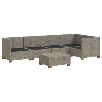 6 Stk. Rattan Lounge Set mit Kissen GENDT Naturrattan Kubu Grau