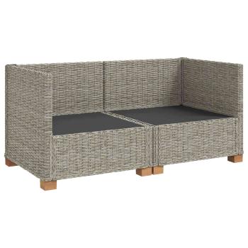 2 Stk. Rattan-Lounge-Set mit Kissen GENDT Naturrattan Kubu Grau