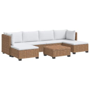 7 Stk. Rattan-Lounge-Set mit Kissen GENDT Naturrattan Natur
