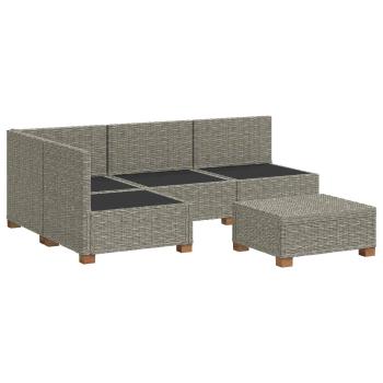 5 Stk. Rattan-Lounge-Set mit Kissen GENDT Naturrattan Kubu Grau