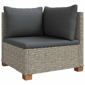 3 Stk. Rattan-Lounge-Set mit Kissen GENDT Naturrattan Kubu Grau