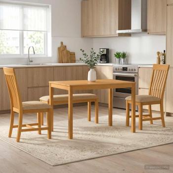 ARDEBO.de - Essgruppe 4 stk. Beige Massivholz Eiche