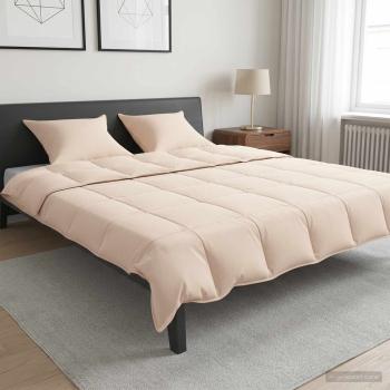 ARDEBO.de - Bettwäsche-Set 2 stk. 200 x 220 cm Für alle Jahreszeiten Beige