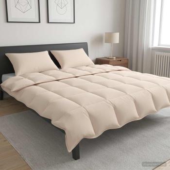 ARDEBO.de - Bettwäsche-Set 2 stk. 200 x 200 cm 250 g/m² Natur-Kapok Beige