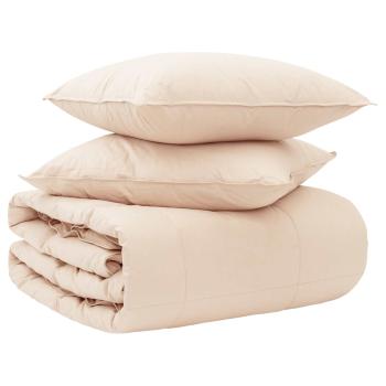 ARDEBO.de - Bettwäsche-Set 2 stk. 155 x 220 cm 250 g/m² Natur-Kapok Beige