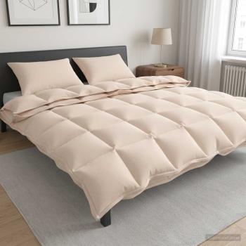 ARDEBO.de - Bettwäsche-Set 2 stk. 200 x 200 cm Kapok und Polyester Beige