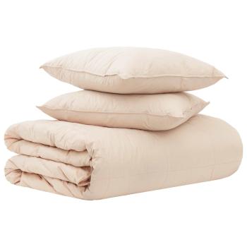ARDEBO.de - Bettwäsche-Set 2 stk. 260 x 220 cm Kapok und Polyester Beige