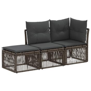 Gartensofa-set 3 stk. 3-Sitzanzahl Grau Poly-Rattan