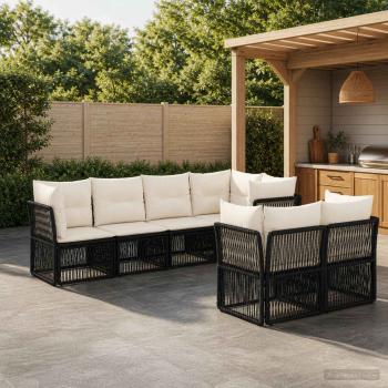 ARDEBO.de - Gartensofa-set 7 stk. 7-Sitzanzahl Schwarz Poly-Rattan