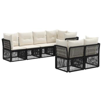 Gartensofa-set 7 stk. 7-Sitzanzahl Schwarz Poly-Rattan
