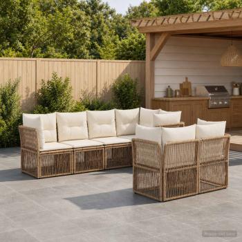 ARDEBO.de - Gartensofa-set 7 stk. 7-Sitzanzahl Beige Poly-Rattan