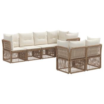 Gartensofa-set 7 stk. 7-Sitzanzahl Beige Poly-Rattan