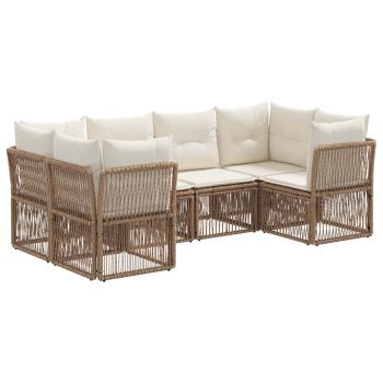 Gartensofa-set 6 stk. 6-Sitzanzahl Beige Poly-Rattan