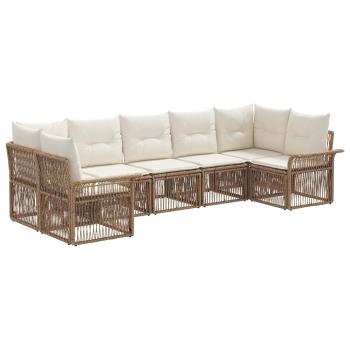 Gartensofa-set 7 stk. 7-Sitzanzahl Beige Poly-Rattan