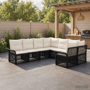 ARDEBO.de - Gartensofa-set 8 stk. 8-Sitzanzahl Schwarz und Cremeweiß