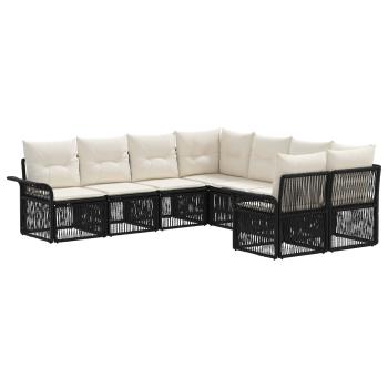 Gartensofa-set 8 stk. 8-Sitzanzahl Schwarz und Cremeweiß