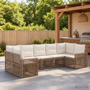 ARDEBO.de - Gartensofa-set 7 Stk. 7-Sitzanzahl Beige und Cremeweiß
