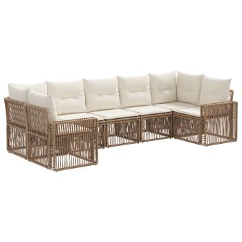 Gartensofa-set 7 Stk. 7-Sitzanzahl Beige und Cremeweiß