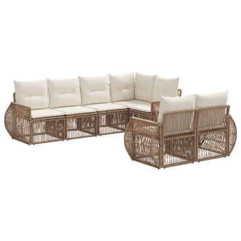 Gartensofa-set 7 stk. 7-Sitzanzahl Beige und Cremeweiß