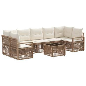 Gartensofa-set 8 stk. Beige Poly-Rattan