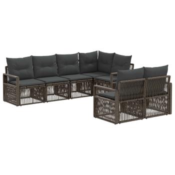 Gartensofa-set 7 stk. 7-Sitzanzahl Grau Poly-Rattan