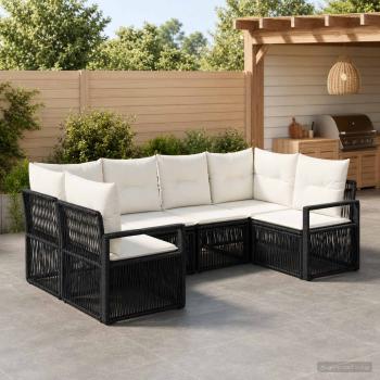 ARDEBO.de - Gartensofa-set 6 stk. 6-Sitzanzahl Schwarz Poly-Rattan