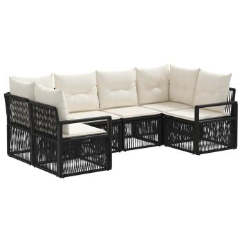 Gartensofa-set 6 stk. 6-Sitzanzahl Schwarz Poly-Rattan
