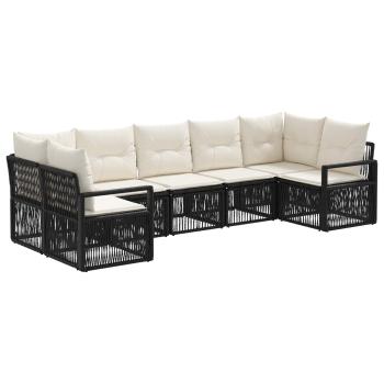Gartensofa-set 7 stk. 7-Sitzanzahl Schwarz Poly-Rattan