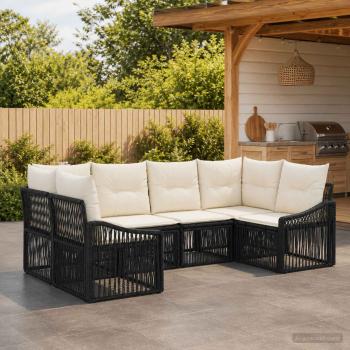 ARDEBO.de - Gartensofa-set 6 stk. 6-Sitzanzahl Schwarz Poly-Rattan