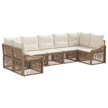 Gartensofa-set 7 stk. 7-Sitzanzahl Beige Poly-Rattan