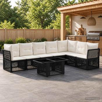 ARDEBO.de - Gartensofa-set 8 stk. Schwarz Poly-Rattan