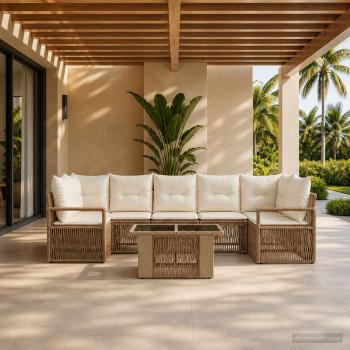 ARDEBO.de - Gartensofa-set 8 stk. Beige und Cremeweiß Poly-Rattan